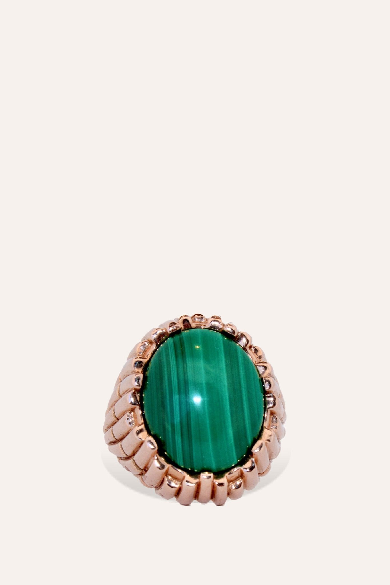 Malachite Ring with Rose Gold Bricks Band