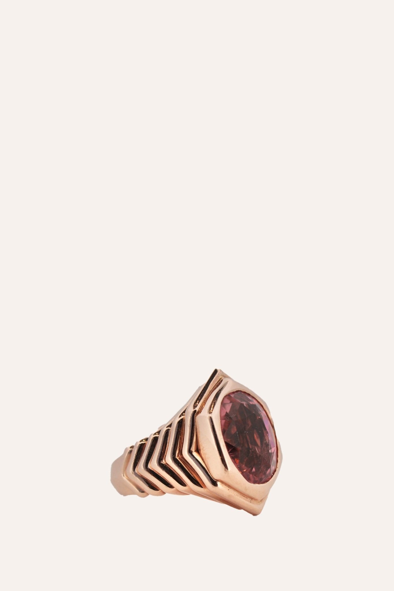Pink Tourmaline Double Stairway Ring